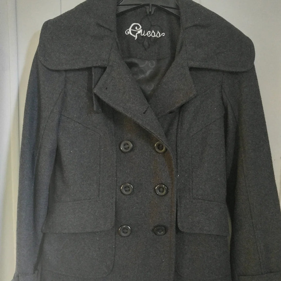 Jackets & Blazers - Guess Jacket Coat Womens Sz S Dark Gray Pea Coat